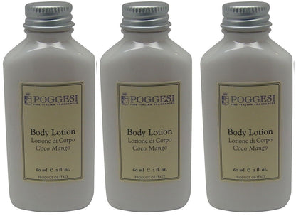 Poggesi Coco Mango Lotion Lot of 3 each 2oz Bottles. Total of 6oz