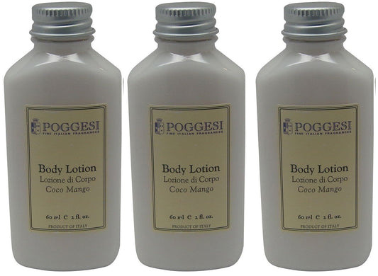 Poggesi Coco Mango Lotion Lot of 3 each 2oz Bottles. Total of 6oz