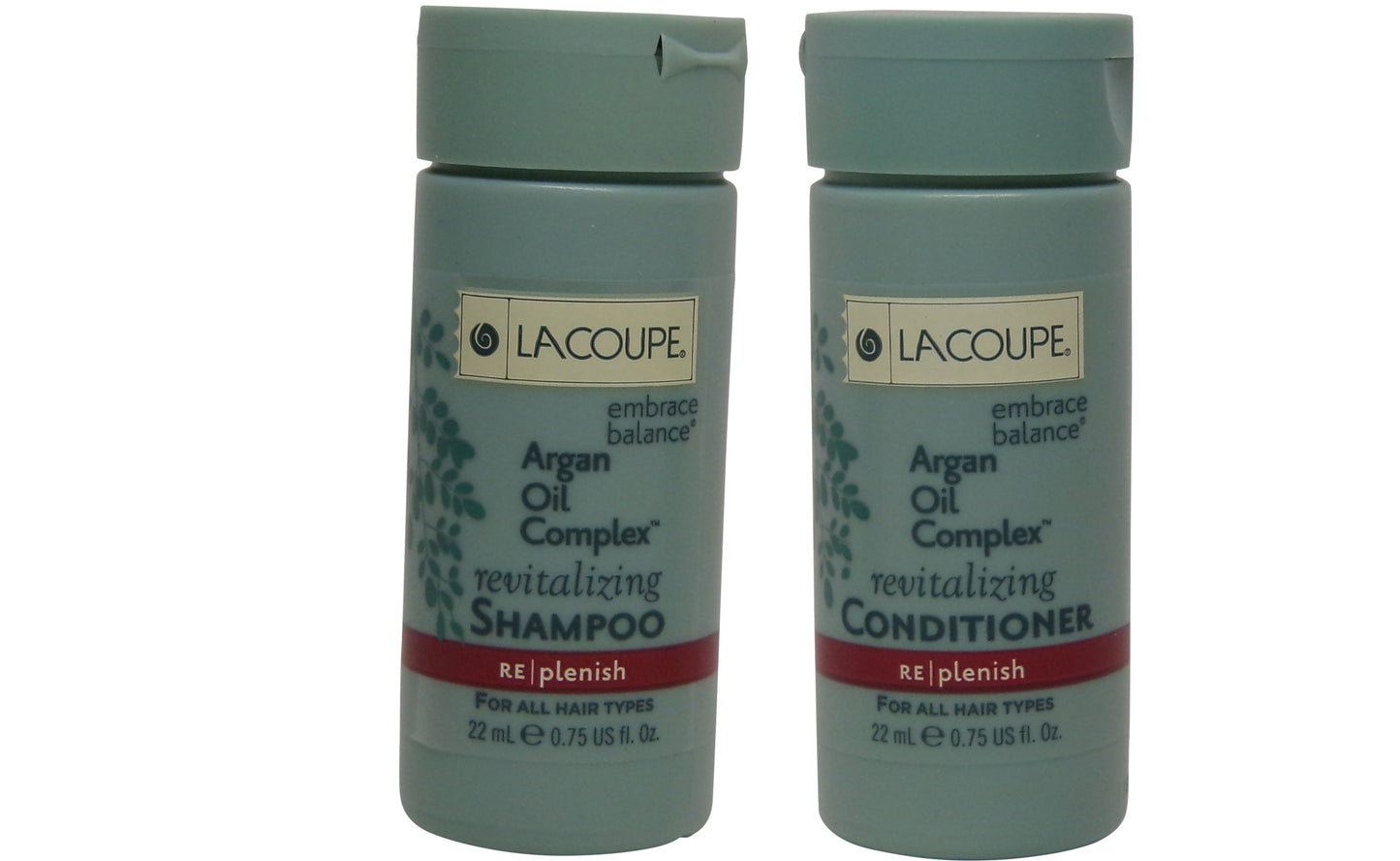 La Coupe Argan Oil Complex Revitalizing Shampoo and Conditioner Lot of 18 each (9 of each) 0.75oz bottles