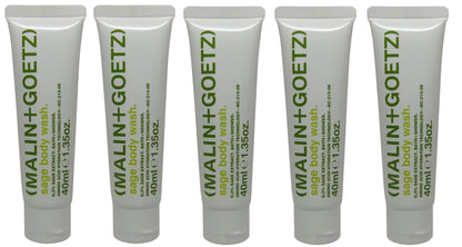 Malin + Goetz Sage body wash lot of 5 tubes each 1.35oz Total of 6.75oz