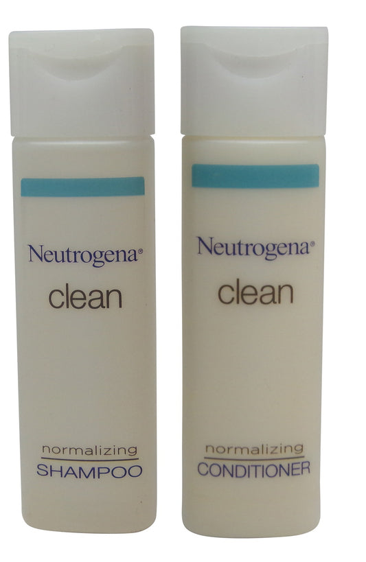 Neutrogena Clean Normalizing Shampoo & Conditioner lot of 28 (14 of ea) 0.8oz Bottles.