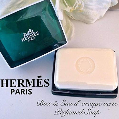 Two (2) Luxury Hermes d'Orange Verte Gift Soaps From Hermes Paris 3.5oz / 100g Boxed Perfumed Soaps / Savons Parfume