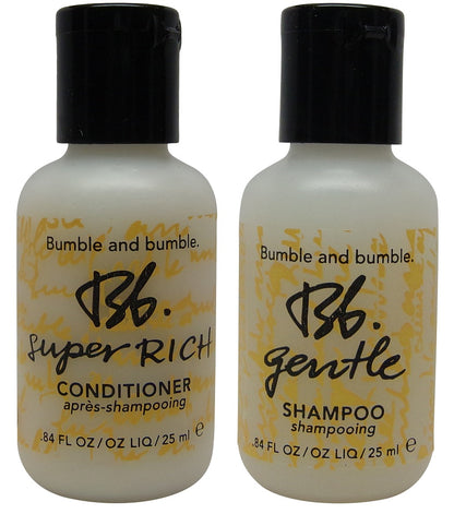 Bumble and Bumble Gentle Shampoo and Super Rich Conditioner Lot of 4 (2 Each) 0.84oz.