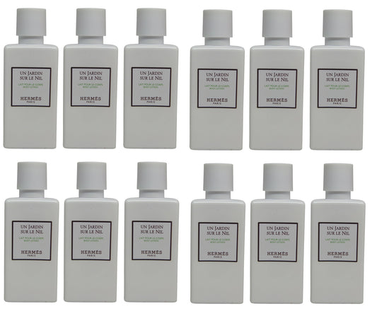 Hermes Un Jardin Sur le Nil Lotion lot of 12ea 1.35oz Bottles. Total of 16.2oz