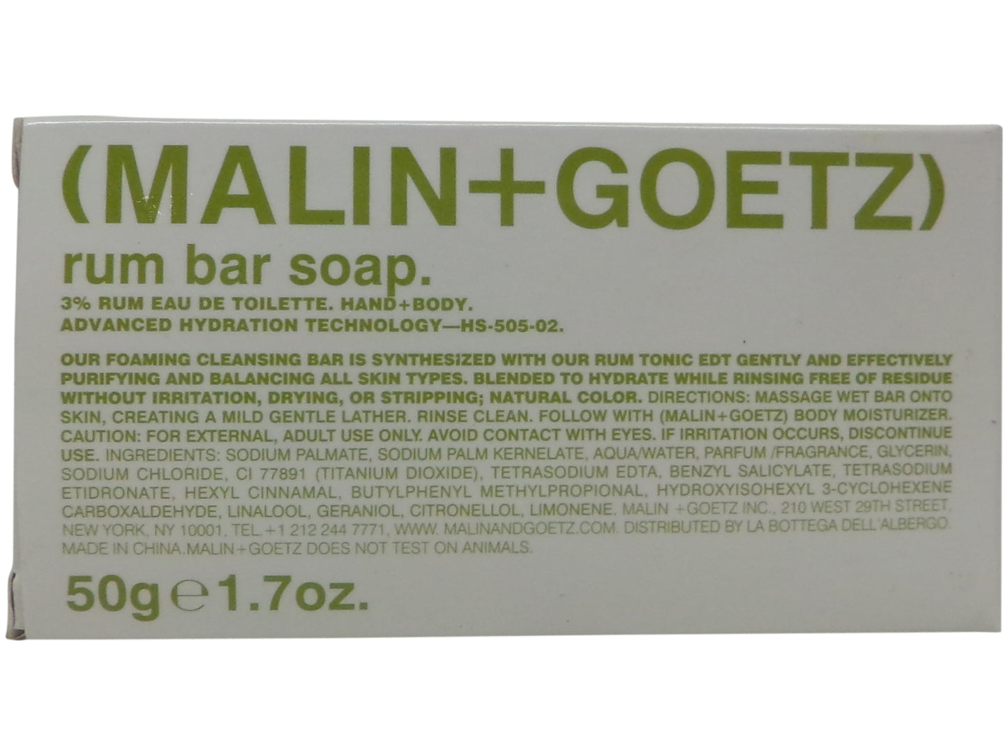 Malin + Goetz rum bar soap lot of 6 each 1.7oz bars. Total of 10.2oz